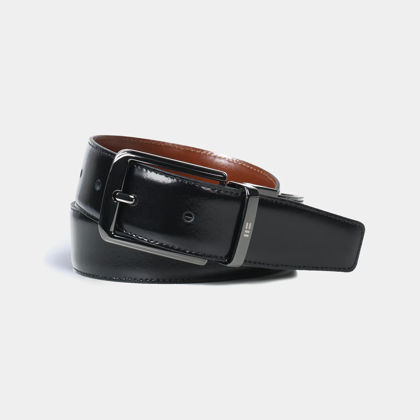 Cinturón reversible en piel de vacuno marrón y negro